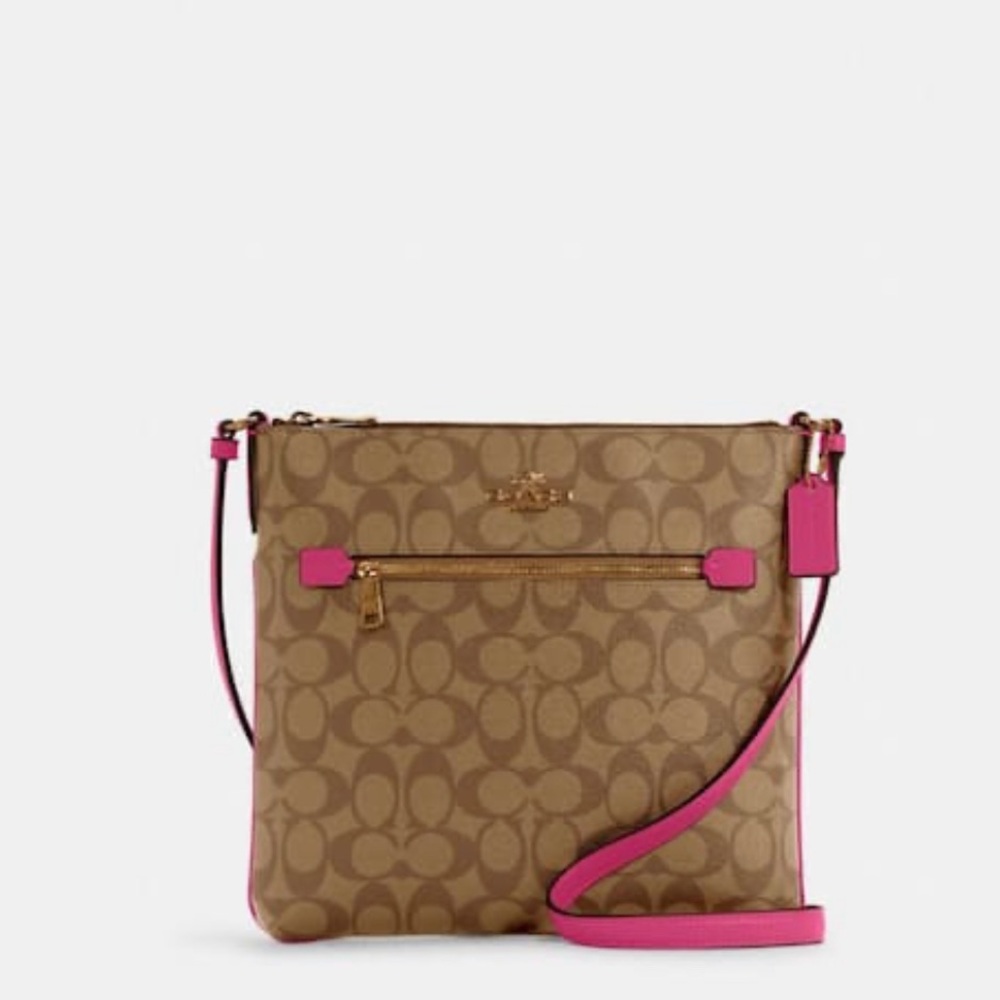 Gorgeous NWOT 🤩 - Bold Pink Signature Coach Rowan File Crossbody Purse
